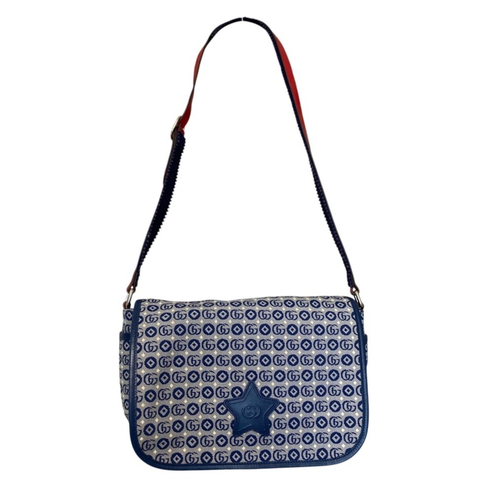 GUCCI Children's Double G Geometric Messenger Bag 664143 Navy Kids